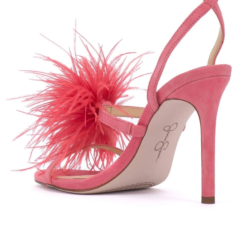Jessica Simpson: Jenevya Pompom Strappy Heel, Sweet Coral, size 9 - Picture 3 of 7